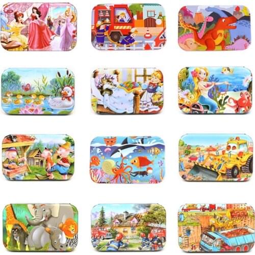 60 Pieces Wooden Puzzle Toys for Children Cartoon Animal Vehicle Wood Jigsaw Baby Montessori Educational Toy Kids 2