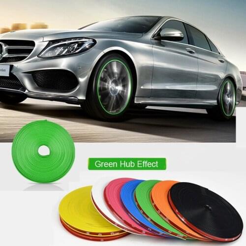 8M Car Wheel Rim Edge Protector Sticker Tire Guard Line Rubber Strip Green fit 4 wheel