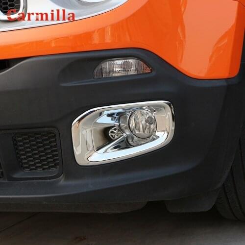 Car Chrome Fog Light Cover for Jeep Renegade 2015 2016 2017 2018 2019 Accessories Front Fog Lamps Protector Trim Stickers
