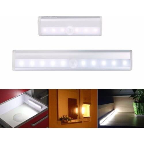 Wireless LED Under Cabinet Lights 6/10 LEDs Closet Light White/Warm White Motion Sensor Activated Night Light for Kitchen Desk