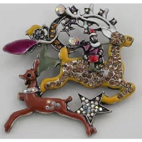 Brooch autumn winter new drop glaze Christmas run deer a deer have you set diamond coat cardigan temperament joker brooch brooch