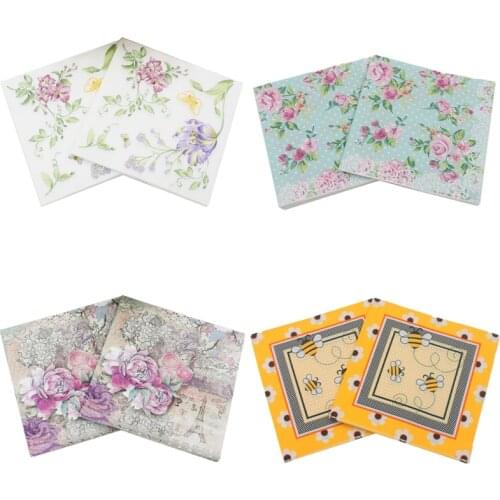 20Pcs/Lot Limited Edition Rose Tea Cup Vase Napkin Cafe Napkin Party Wedding Paper Cut Paper Napkin Wedding Napkin 33cm * 33cm,Q