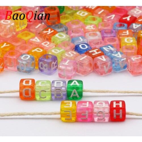 Color Transparent Mixed Letters 6mm Loose Spacer Beads For Jewelry Charm Making DIY Children Kids Necklace Bracelet