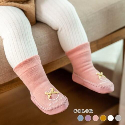 Baby Toddler Winter Footwear Infant Child Floor Socks Terry Bow Tie for Baby Girl Socks Infant Kids Shoes