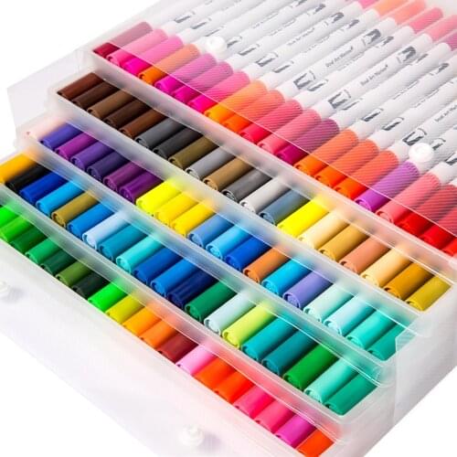 Dual Tips 100 Colors Fine Brush Marker Based Ink Watercolor Paintbrush Sketch Art Marker Pen For Manga Drawing School Supplies