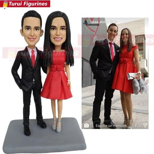 Custom bobblehead toy wedding anniversary souvenir custom figurines polymer clay miniatures statuette wedding dolls
