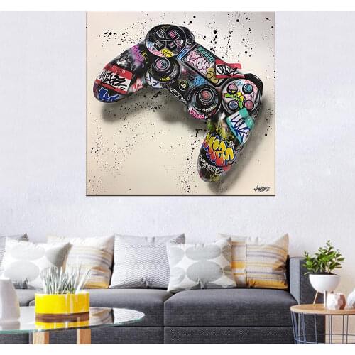 Graffiti Burger Gamepad Drink Bottle Room Posters Home Decoration Canvas Painting Wall Art Pictures for Boys Room Decoration