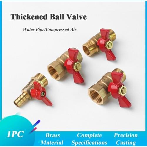 Brass Shut Off Ball Valve With Butterfly Handle For Fuel Gas Water Oil Air 1/4" 3/8" 1/2" 3/4" Female To Female Thread Two Way