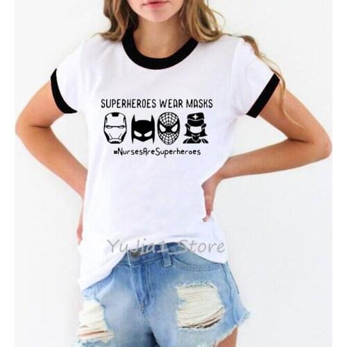 Summer 2020 fashion Superheroes were masks nurses are superheroes printed graphic tees women funny friends birthday gift t shirt