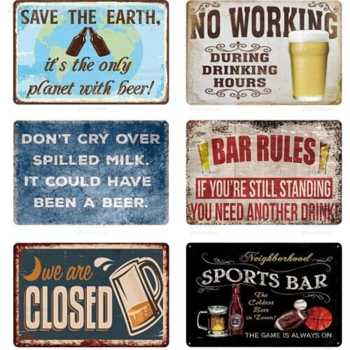 Beer Metal Sign Plaque Metal Vintage Pub FunnyTin Sign Wall Decor For Bar Pub Club Man Cave Tin Plates Vintage Metal Signs Decor