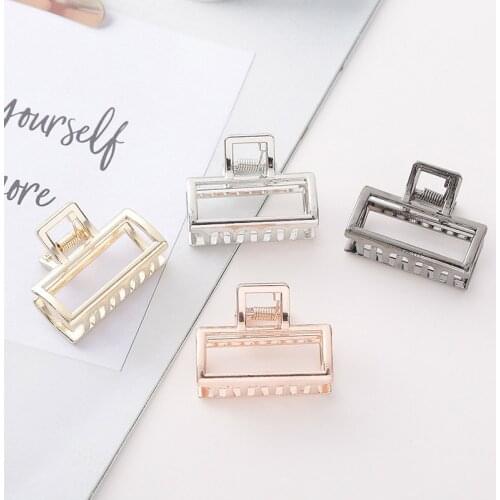 Metal Hair Claw Clip Rectangle Hollow Hair Claw Small Hair Jaw Clip Women Girls Geometric Hair Claw Clamps Crab