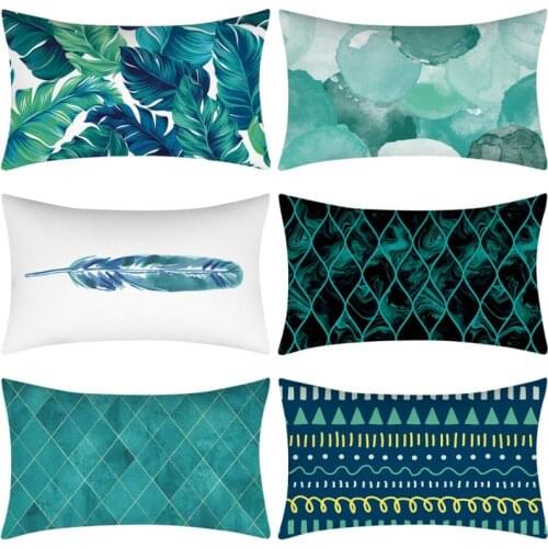 30 x 50 cm Set of 2 Rectangle Throw Pillow Covers Blue Decorative Cushion Case Soft Pillowcase for Couch Sofa Bed Living Room