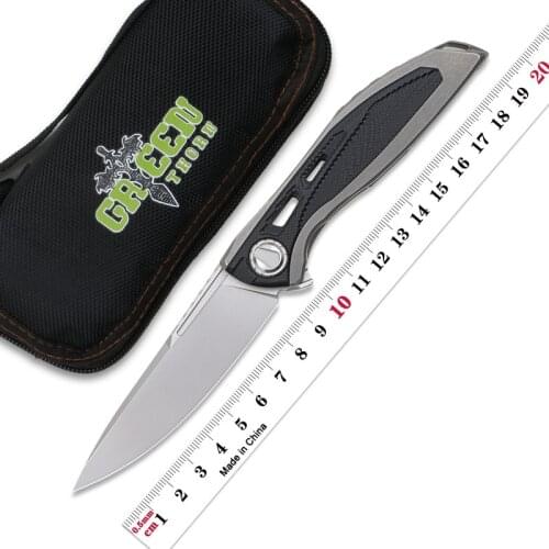 Green Thorn Neon Flipper Folding Knife D2 Blade TC4 Titanium + G10 3D Handle Outdoor Camping Hunting Pocket Fruit EDC Tool