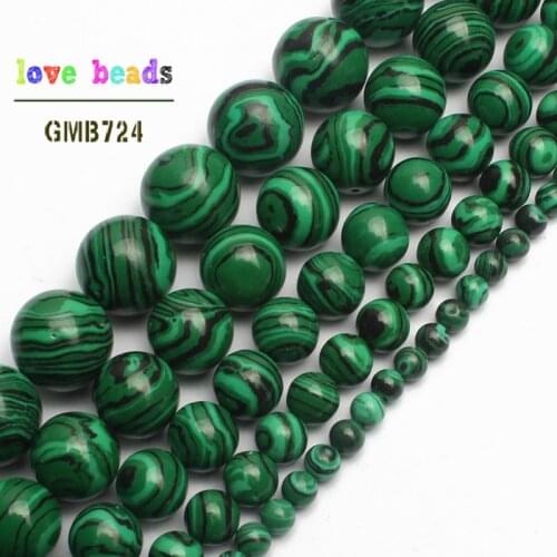 Wholesale Green Malachite Round Beads For Jewelry Making 15.5" Pick Size 4.6.8.10.12.14mm DIY Bracelet Necklace