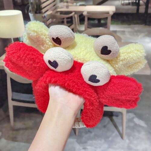 New Women Girls Cute Colorful Crab Plush Headband Lovely Hair Ornament Turban Selfie Props Hairbands Fashion Hair Accessories
