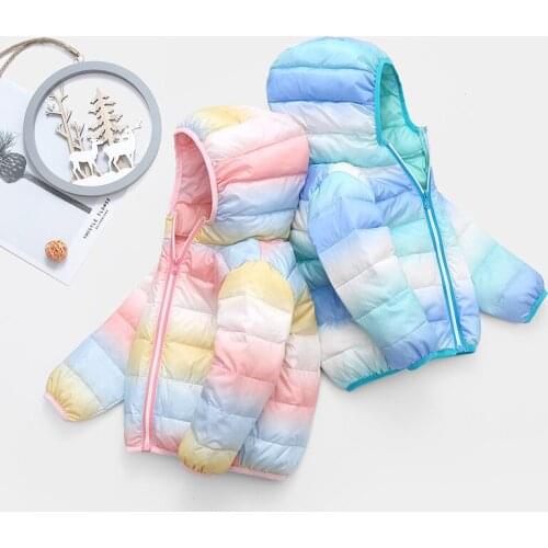 Autumn and winter new childrens down jacket boys and girls middle and small children rainbow warm down jacket