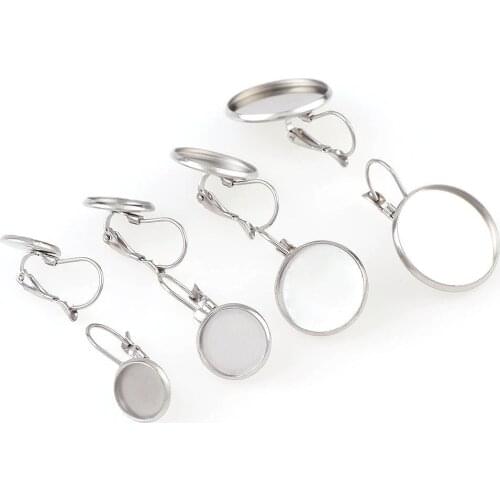 10 Pcs Stainless Steel 10/12/16/18/20mm French Hook Earring Cabochon Cameo Setting Blank Base DIY Jewelry Making