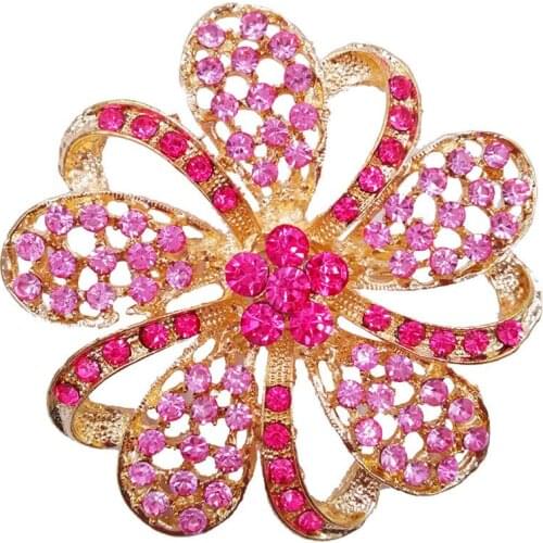 Pink Fashion 6.3cm Large Flower Hot Christmas Brooches Styling Jewelry BA008