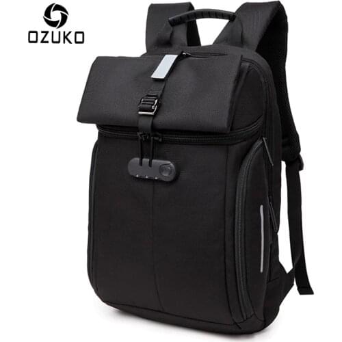 OZUKO Men Anti-theft Lock Backpack Leisure Male Laptop Backpacks Oxford Waterproof Schoolbag for Teenager Student Bags Mochila