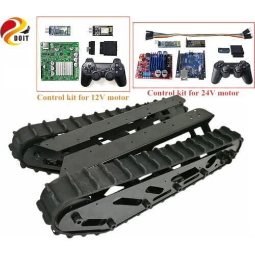 With Control Kit 15KG Large Load 2pcs Smart Robot High-power Wheel Part Kit Rubber Track+Metal Wheel+Steel Bracket+12V/24V Motor