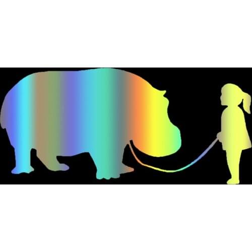 S51149 Various Sizes/Colors Car Stickers Vinyl Decal Funny Girl Walking A Hippo Motorcycle Decorative Accessories Waterproof