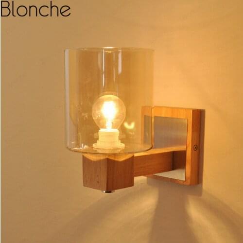 Nordic Wooden Wall Lamps Modern Industrial Led Wall Lamps Loft Sconces for Bathroom Bedside Bedroom Home Decor Lighting Fixtures