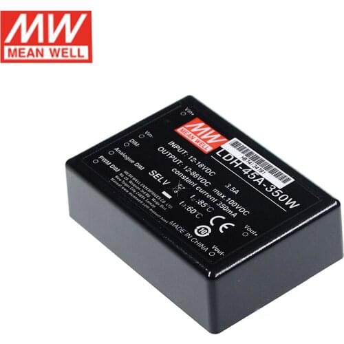 MEAN WELL DC DC step-up Converter LDH-45A-350W 30W Input 9-18VDC to 12-86VDC 350mA Wire style DC-DC Constant Current LED Driver