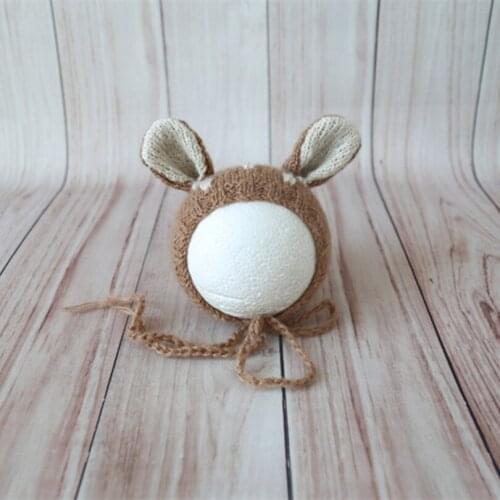 Lovely Animal Bonnet Hand knitted Newborn Baby Boy Reindeer Bonnet Newborn Boys Hat Baby Hat Girl Photography Props