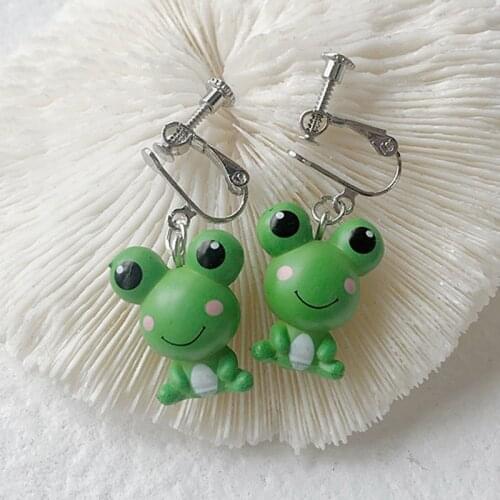 Funny Frog Animal Dangle Earrings for Women Girls Resin Cute Sweet Creative Charm Cartoon Drop Earrings Jewelry Accessories New