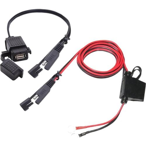 Waterproof SAE to USB Cable Power Adapter 2.1A Power Port Modified With Fuse USB Charger For Motorcycle Mobile Phone