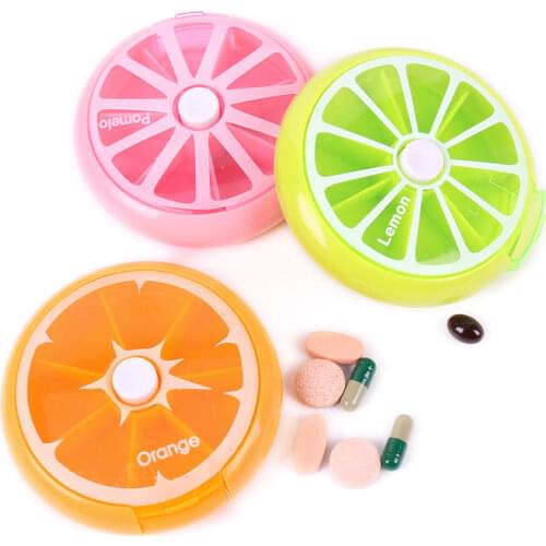 Portable pill box Weekly pill box Rotating split fruit pill box Carry with you Mini medicine box Medicine Travel Pillbox