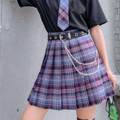 60% Dropshipping!!Fashion pleated skirt hip high waist JK sexy plaid skirt A-line skirt y2k women