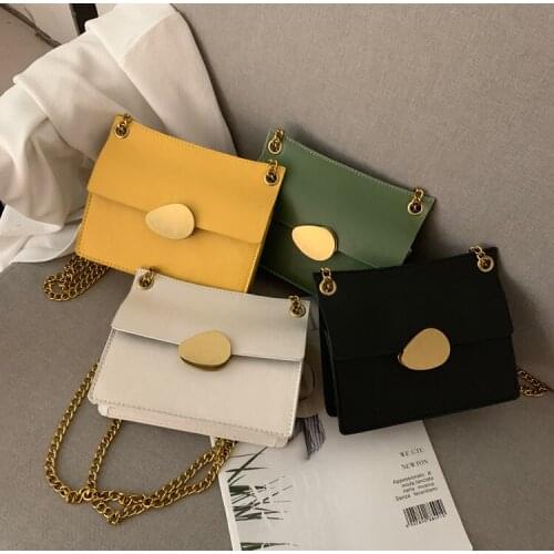 Women Chain Shoulder Handbag 2019 New Personality Metal Lock Small Crossbody Bag Female Fashion Flap Messenger Bag Purse