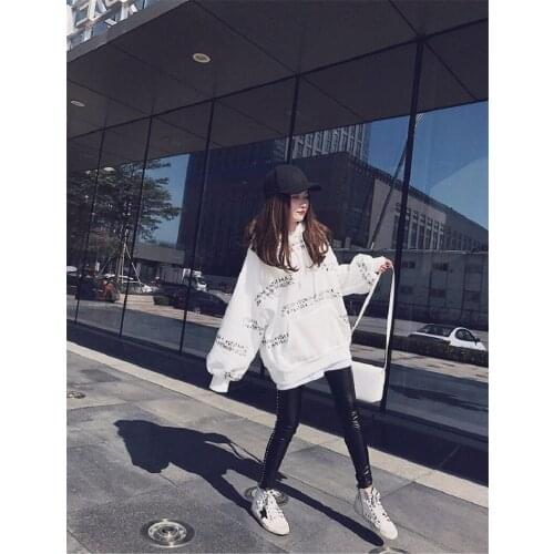Sweatshirt Women Autumn 2020 Womens Letter Hooded Printed Simple Loose Long Style Soft All-match Korean Chic Female Pullover