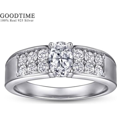 Luxury Woman Ring 100% 925 Sterling Silver Rhinestone Wedding Bride Ring Zircon Jewelry Accessories Anniversary Gift