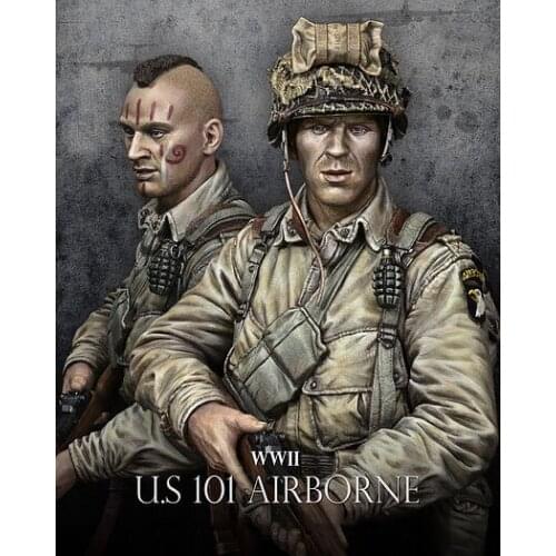 1/10 Scale Unpainted Resin bust US 101 Airborne 2 heads ( 1 figure ) collection bust
