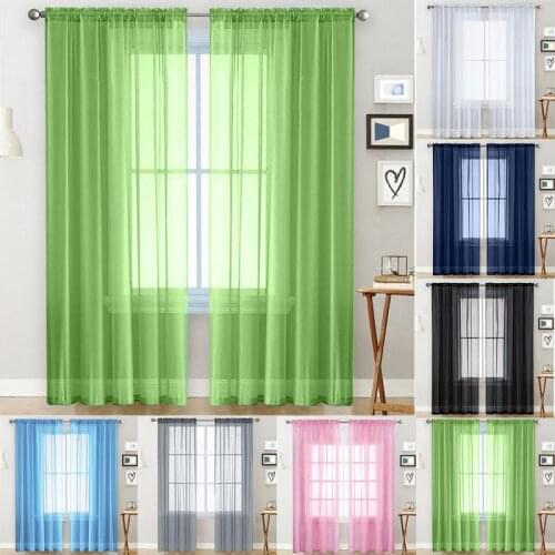 1pc Solid Color Sheer Tulle Window Curtain Drape Living Room Balcony Patio Decor Hotel Decoration Sheer Curtains 7colors