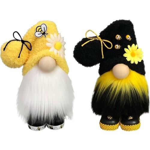 2pc Easter Faceless Doll Bumble Bee Striped Gnome Scandinavian Tomte Nisse Swedish Honey Bee Elfs Home Old Man Doll Gifts Toys