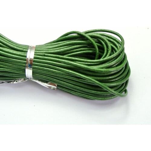 32.8 feet Green Round Real Leather Jewelry Cord 2mm