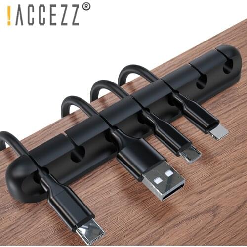 !ACCEZZ USB Cable Holder Organizer Silicone Flexible USB Wire Management Clips Holder For Mouse Keyboard Headphone Earphone Car