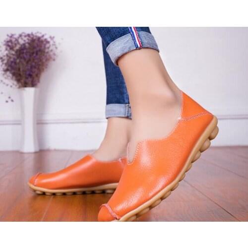 Autumn Spring Women Ballet Shoes Flats Cut Out Leather red black Soft bottom Women Boat Shoes Ballerina Ladies Shoes