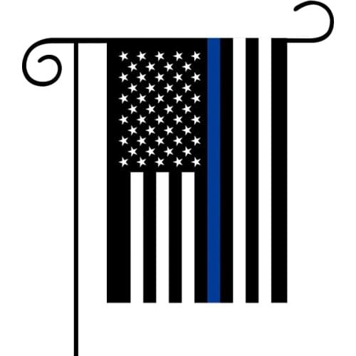 Aerlxemrbrae 45cmx30cm Thin Blue Line garden Flag Police Cops Law Enforcement Polyester Garden Banner