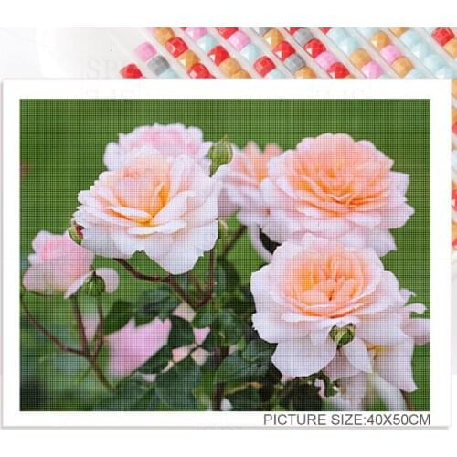 Flower 5D Full Square Round Mosaic Diamond Embroidered White Rose DIY Diamond Painting Plant Home Decoration Handmade Gift
