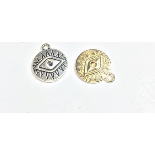 Eruifa Nice 20pcs 16mm Eye Coin Zinc alloy charms Wholesales necklace,earring bracelet jewelry DIY handmade 3 colors