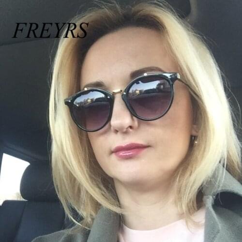 FREYRS Vintage Women Round Sunglasses Female Male Classic Retro Coating Sun Glasses Cat Eye Eyewear Mirror Glasses for Men 025