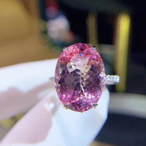 H110 Morganite Ring 9.2ct Fine Jewelry 18K Gold 100% Natural Pink Beryl Heliodor Morganite Jewellery for women Fine Ring