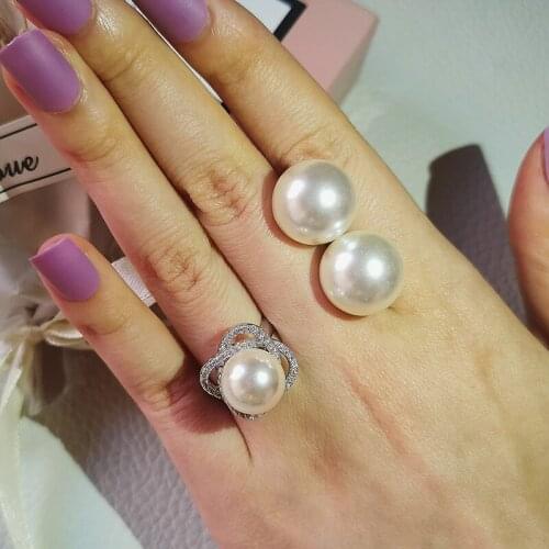 925 Sterling Silver Jewelry for Women Pearl Jewelry Set for Wedding Engagement Ring Stud Earing Necklace Christmas Gift J5999