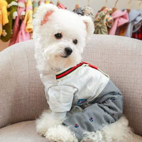 Pet Costume Dog Four Legged Suspender Pants Teddy Plaid Clothes Dog Clothes for Small Dogs Luxury Dog Clothes