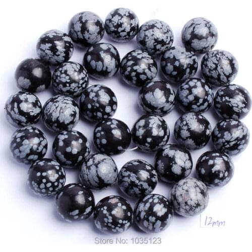 High Quality Natural Black Snowflake Obsidian Stone Round 4/6/8/10/12/14mm Necklace Bracelet Jewelry DIY Gems Loose Beads w726