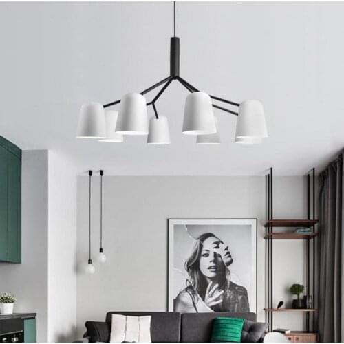 Modern Living Room Chandelier Lighting white iron led light Dining Room Warm Chandeliers Lamps Ceiling Nordic Design